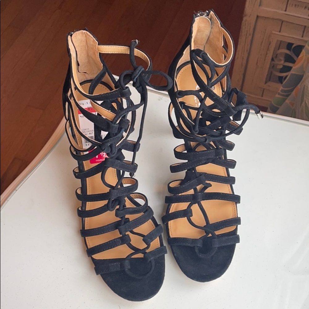 NWT Strappy Black Coach Heels